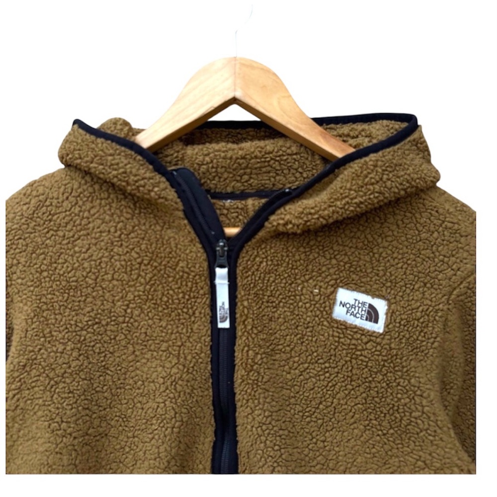 The North Face Campshire Teddy Brown Sherpa Half Zip Hooded Fleece Boys L 14/16 - Picture 7 of 10